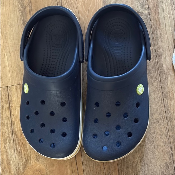 CROCS Dark Blue Clogs with Mustard Stripe - Picture 2 of 5